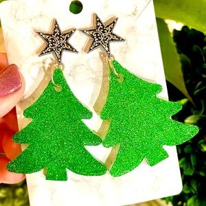 Acrylic Sparkle Christmas Tree Earrings